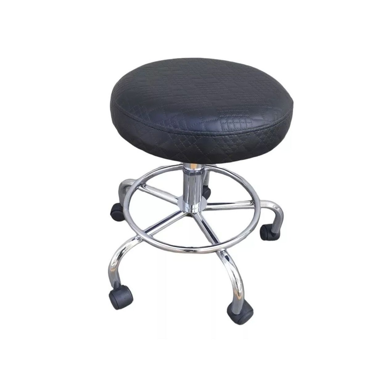 GENERICO - Taburete Rodante Metálico Cromado