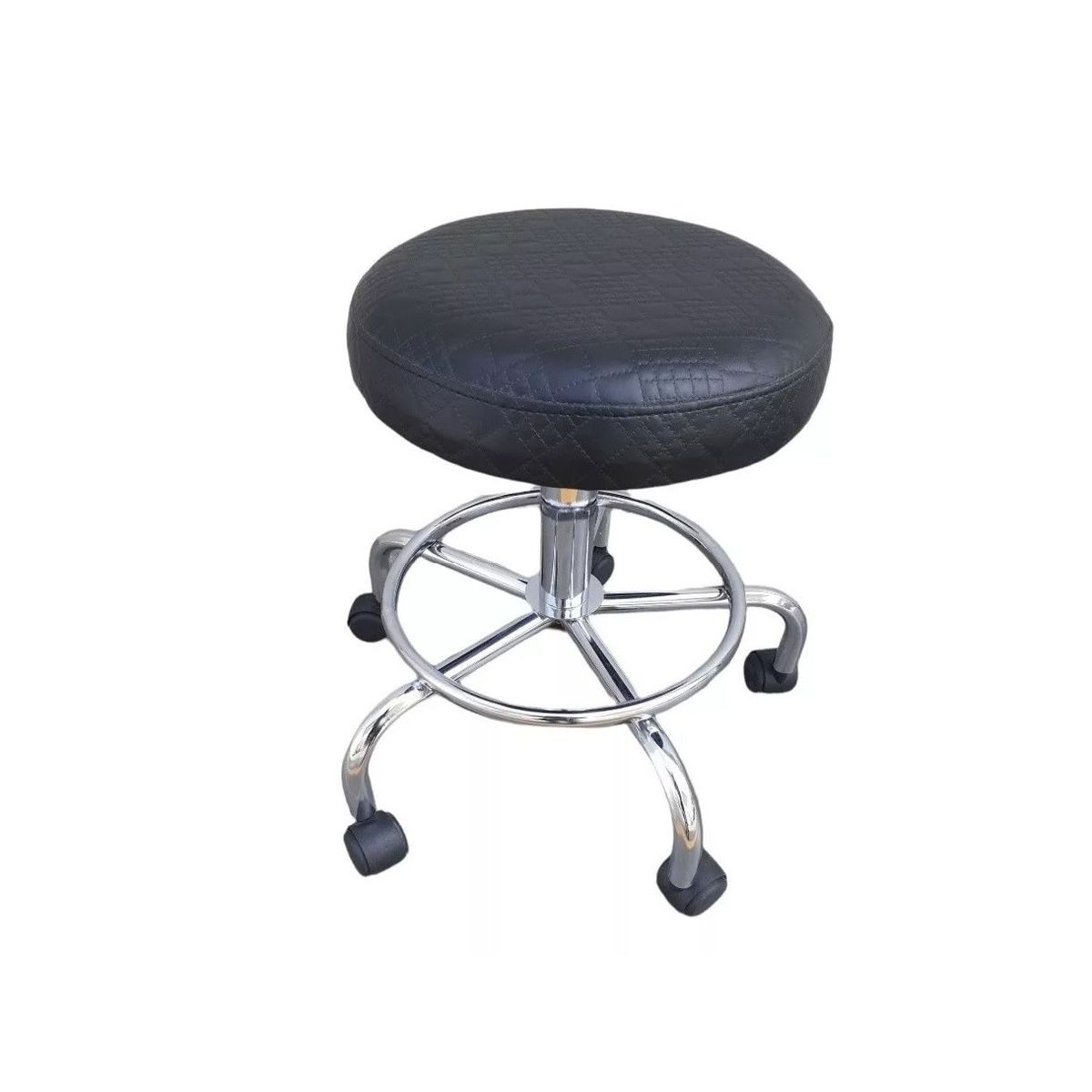 GENERICO - Taburete Rodante Metálico Cromado