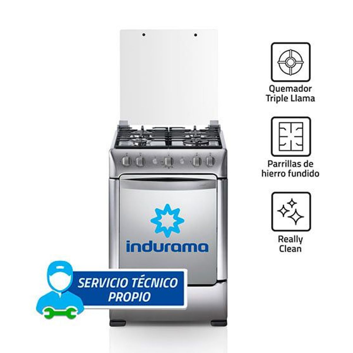 INDURAMA - Cocina Indurama G Zafiro a gas 4 Quemadores Croma