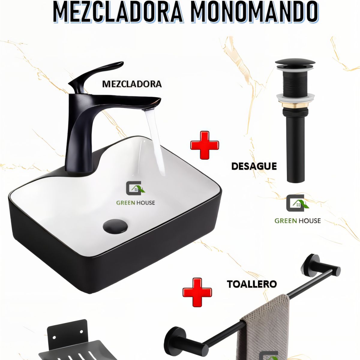 GREEN HOUSE - COMBO LAVATORIO VIOLETTE + MEZCLADORA MONOMANDO