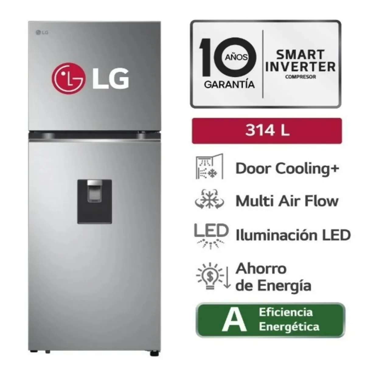 LG - Refrigeradora LG 314L No Frost GT31WPP Plateada