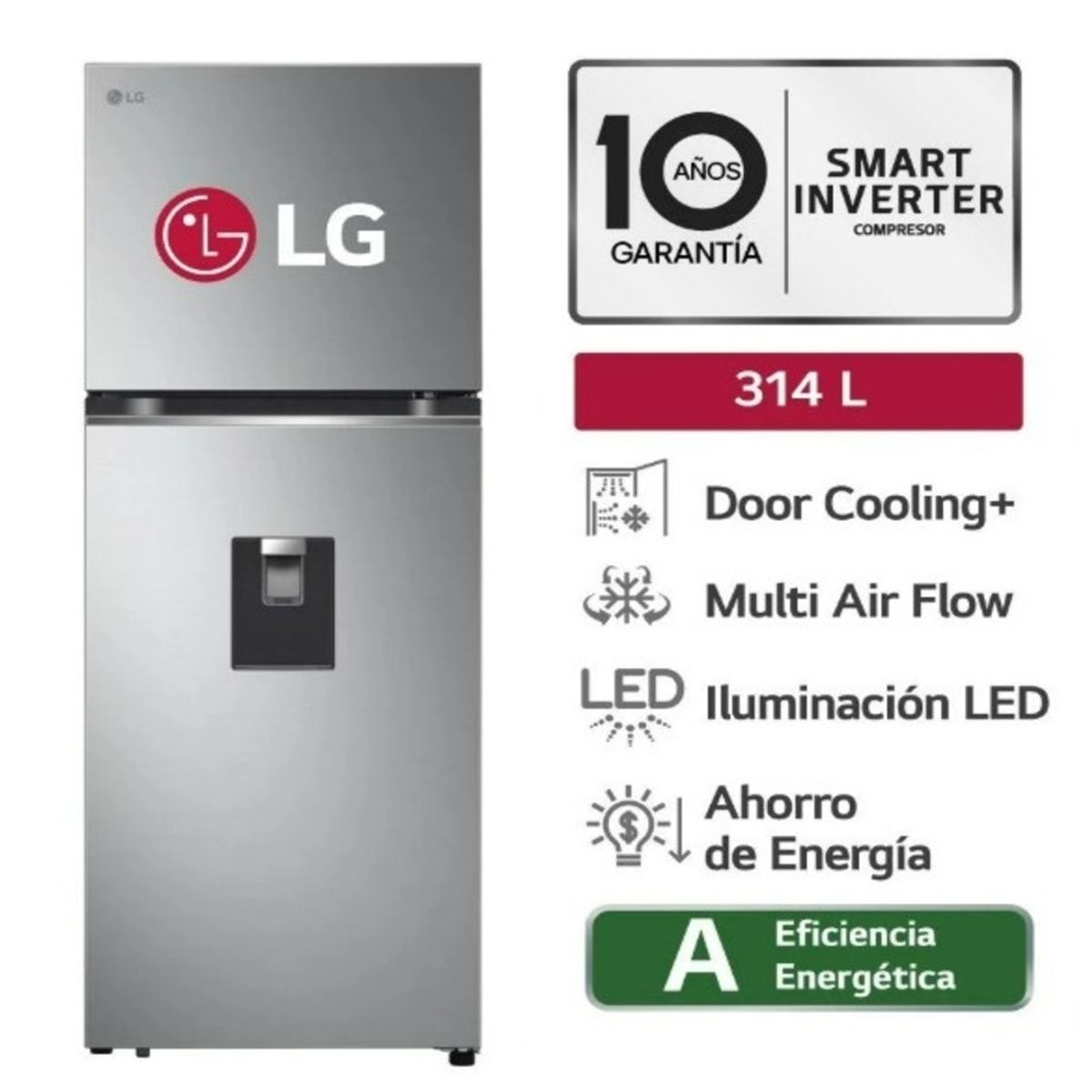 LG - Refrigeradora LG 314L No Frost GT31WPP Plateada