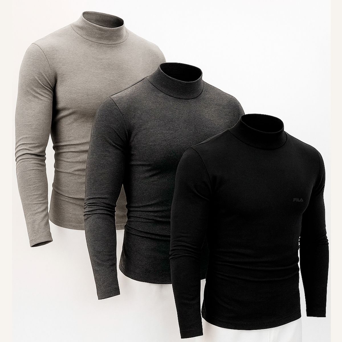 FILA - Set de 3 Polos Fila Manga Larga Cuello Alto - Multicolor 2