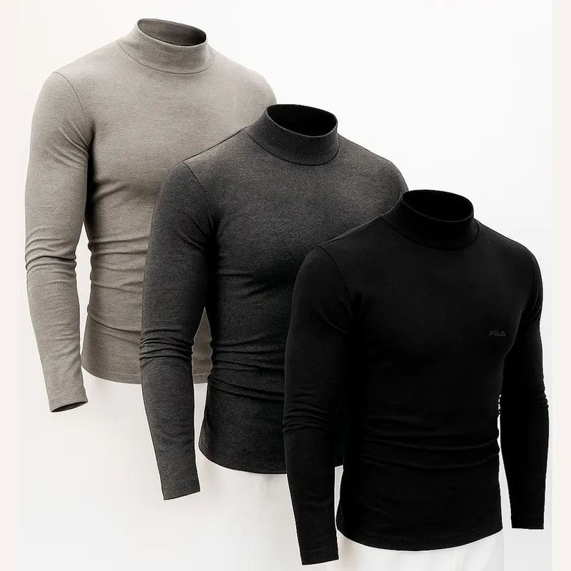 FILA - Set de 3 Polos Fila Manga Larga Cuello Alto - Multicolor 2