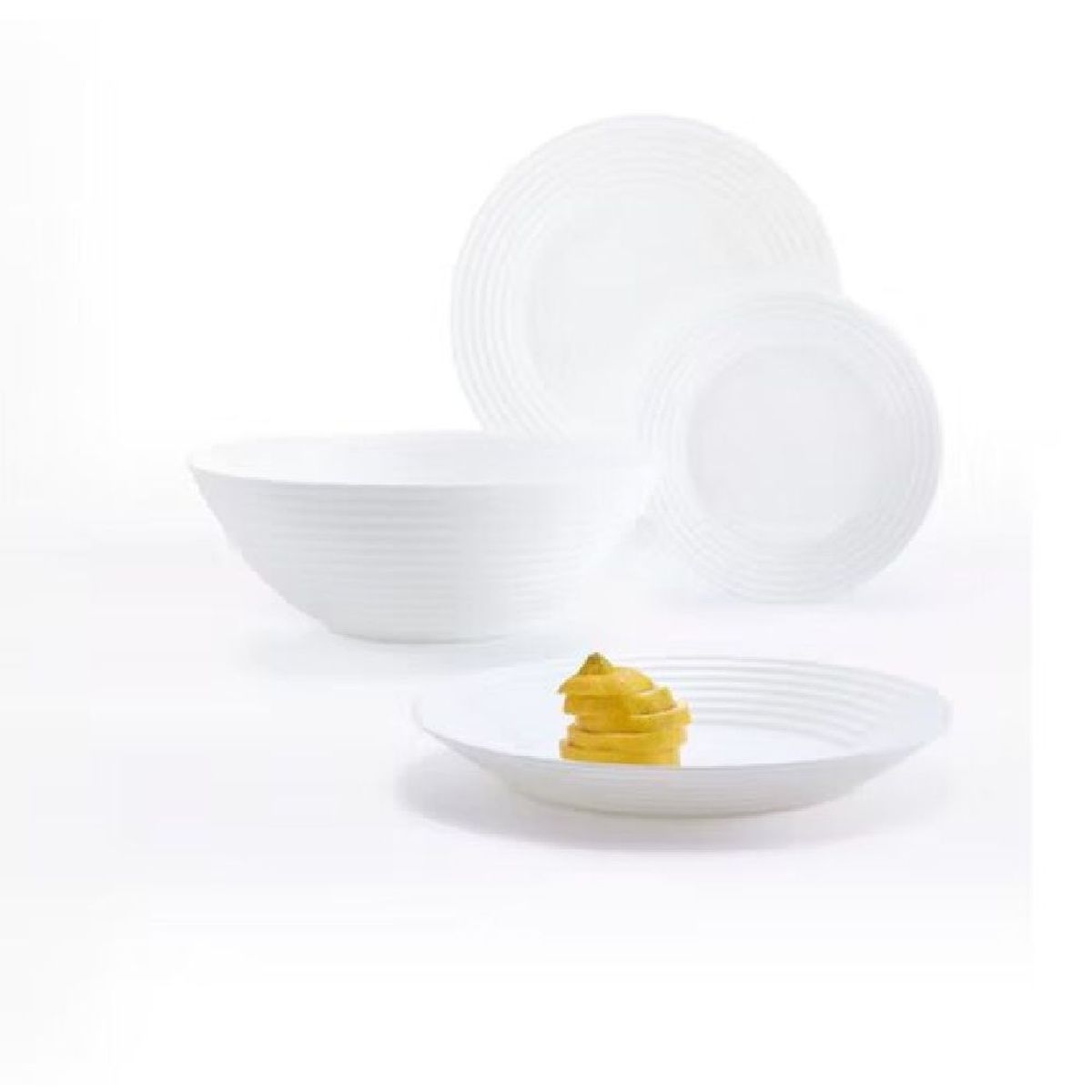 LUMINARC - Juego de vajilla 18  piezas Harena Blanco Vidrio opal