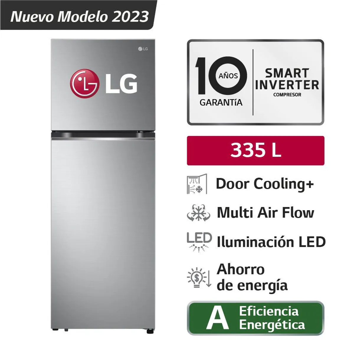 LG - Refrigeradora LG 335L GT33BPP Top Freezer Door Cooling Plateada