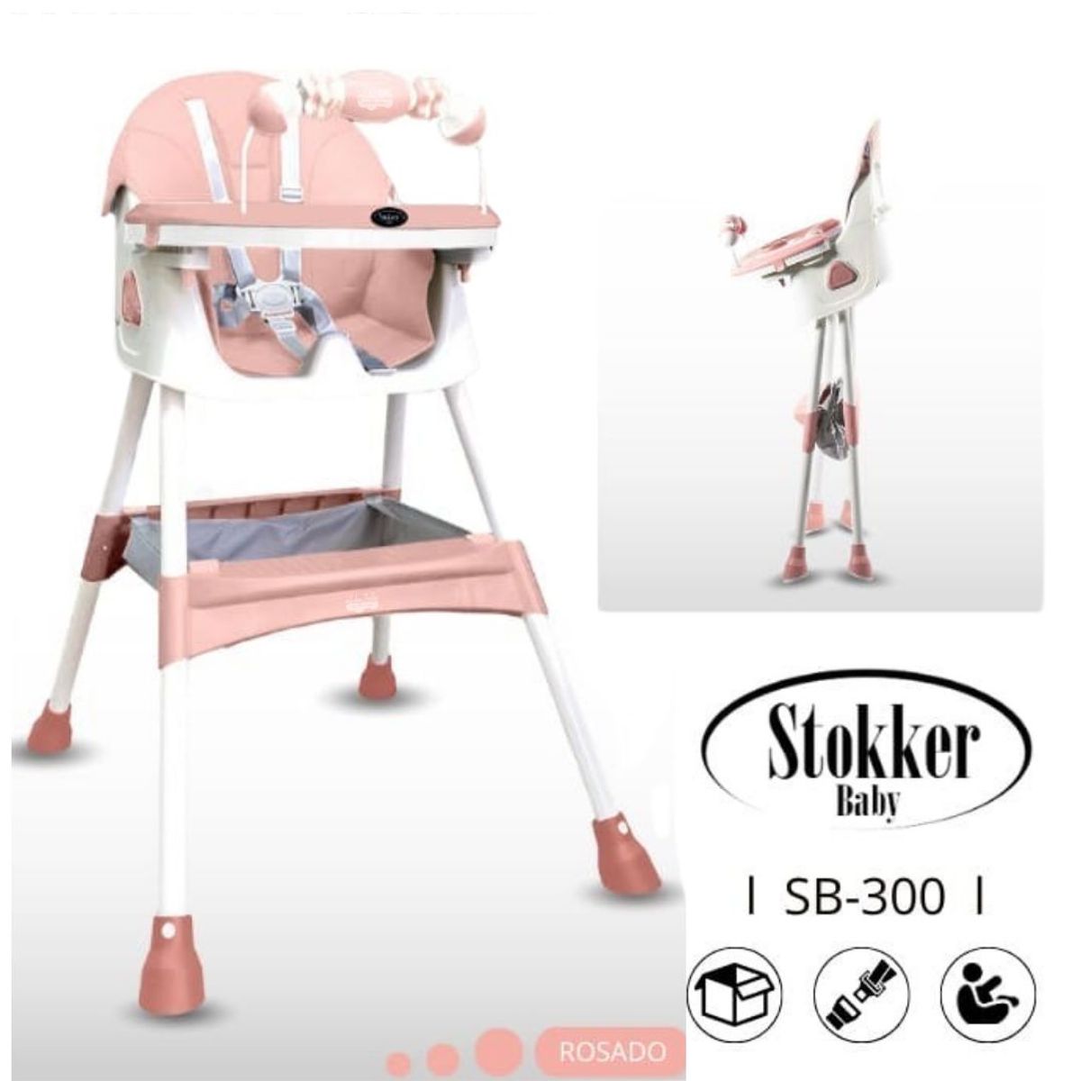 STOKKER BABY - Silla de Comer Rosada de bebé modelo Luna Stokker