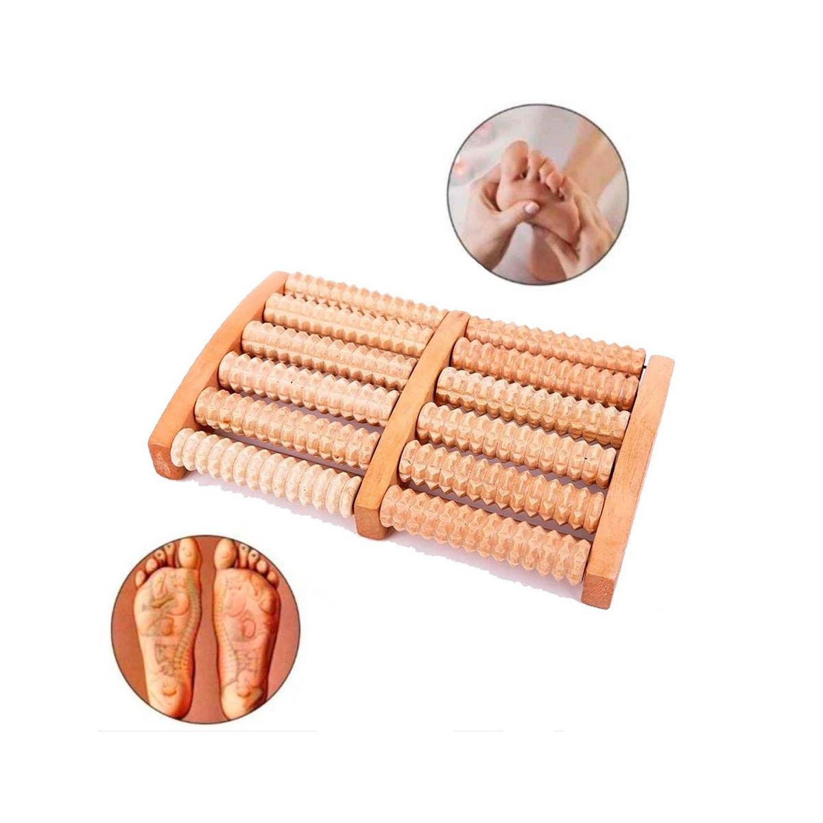 GENERICO - Rodillo Masajeador para Pies de Madera Alivia Dolor de Suela del Pie_.