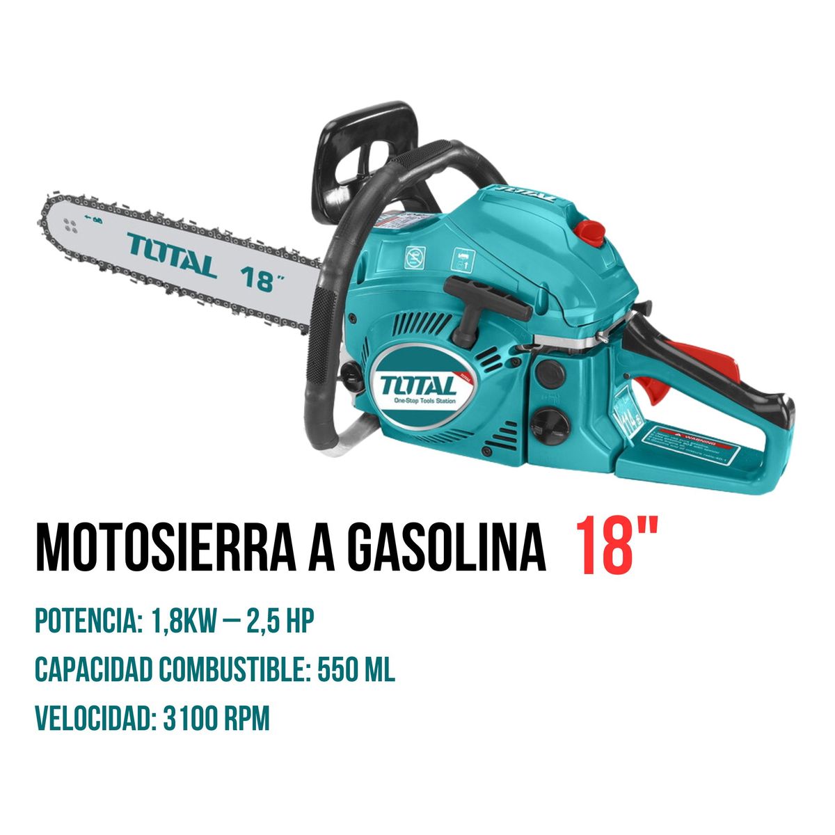 TOTAL TOOLS - Motosierra a gasolina 18 46cc industrial Total