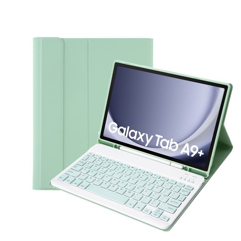 RENVMEXY - Funda con teclado Bluetooth Verde Claro Para Galaxy Tab A9 Plus 11 inch