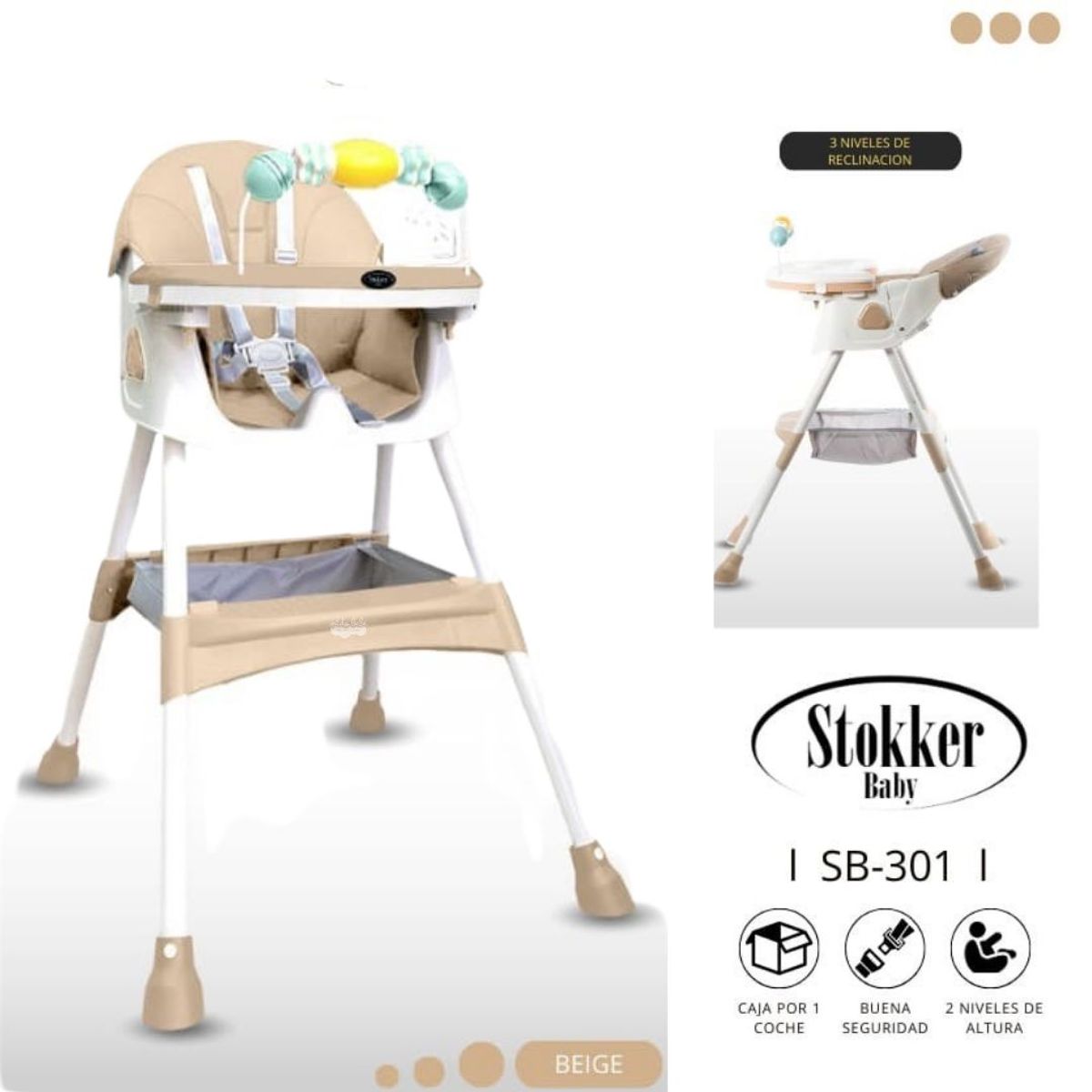 STOKKER BABY - Silla de Comer Beige de bebé modelo Venus