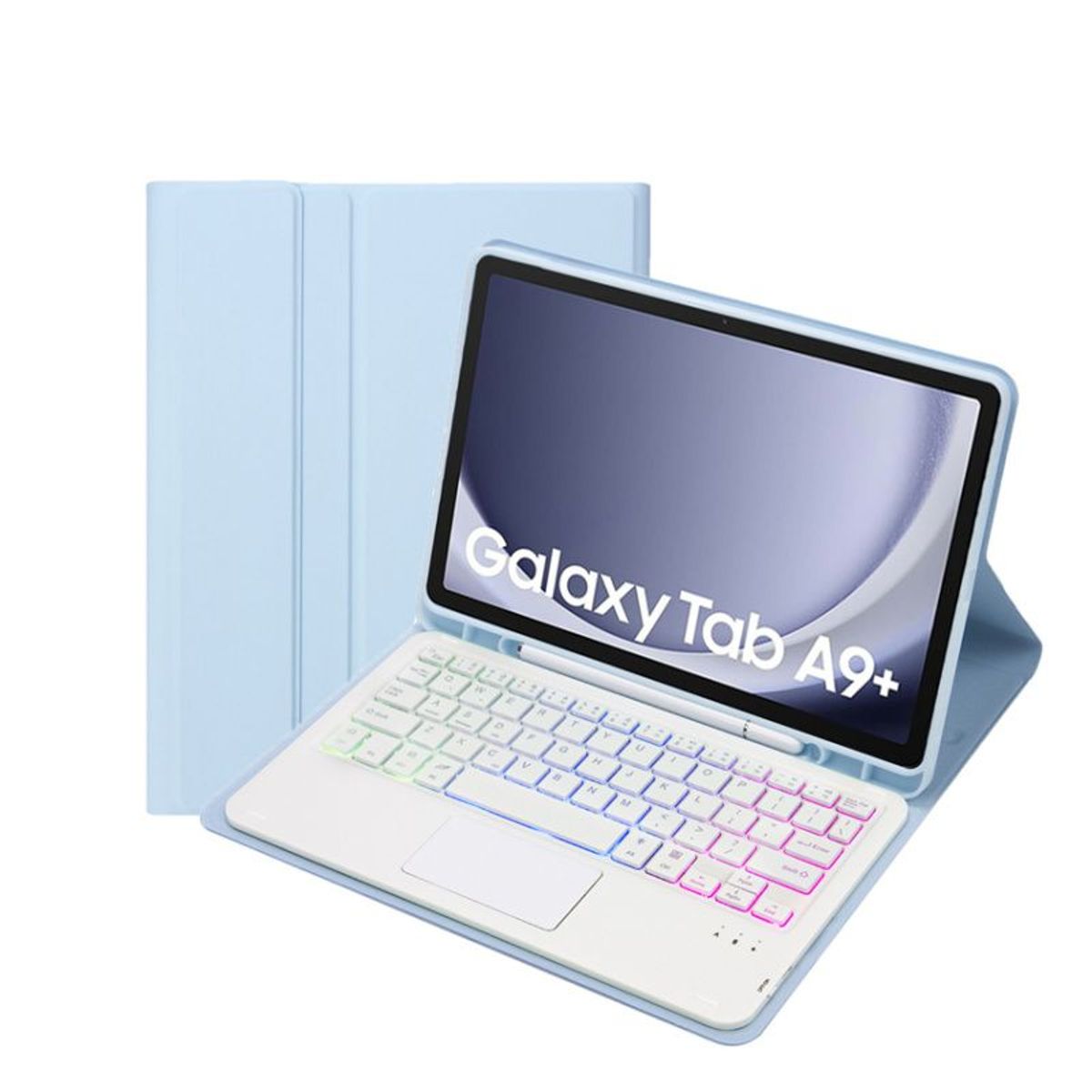 RENVMEXY - Teclado Bluetooth Táctil RGB A09B-AS Azul para Samsung Tab A9 Plus
