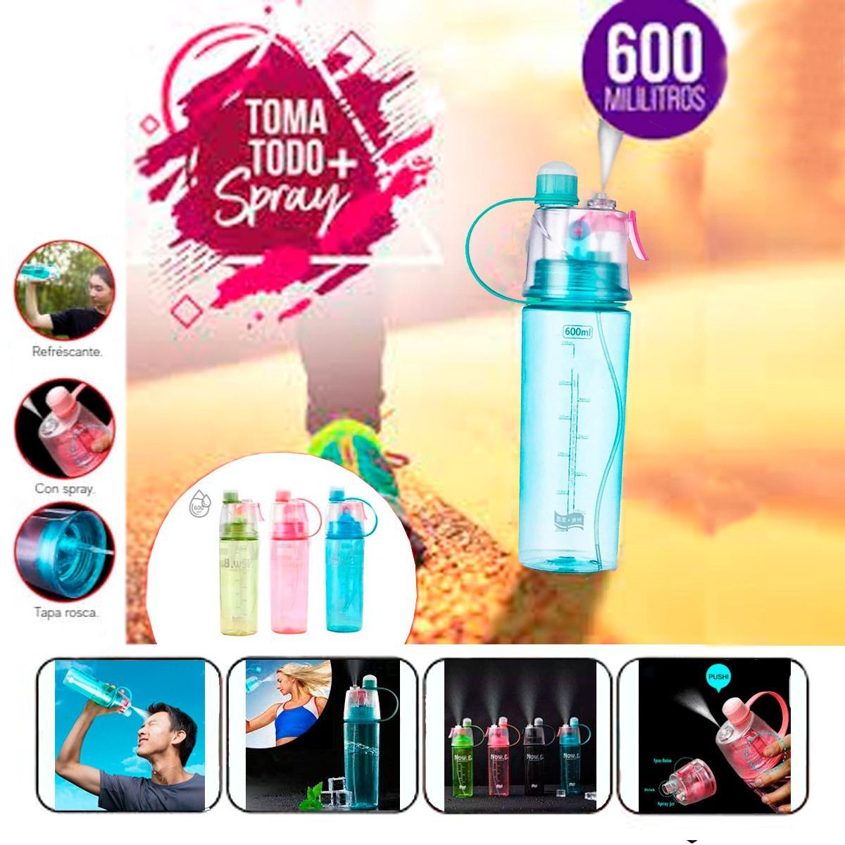 GENERICO - Tomatodo 600ml con Doble Salida a Chorro New- B