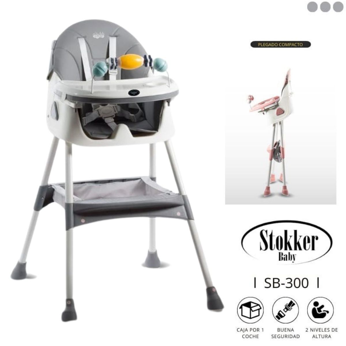 STOKKER BABY - Silla de Comer Plomo de bebé modelo Luna Stokker
