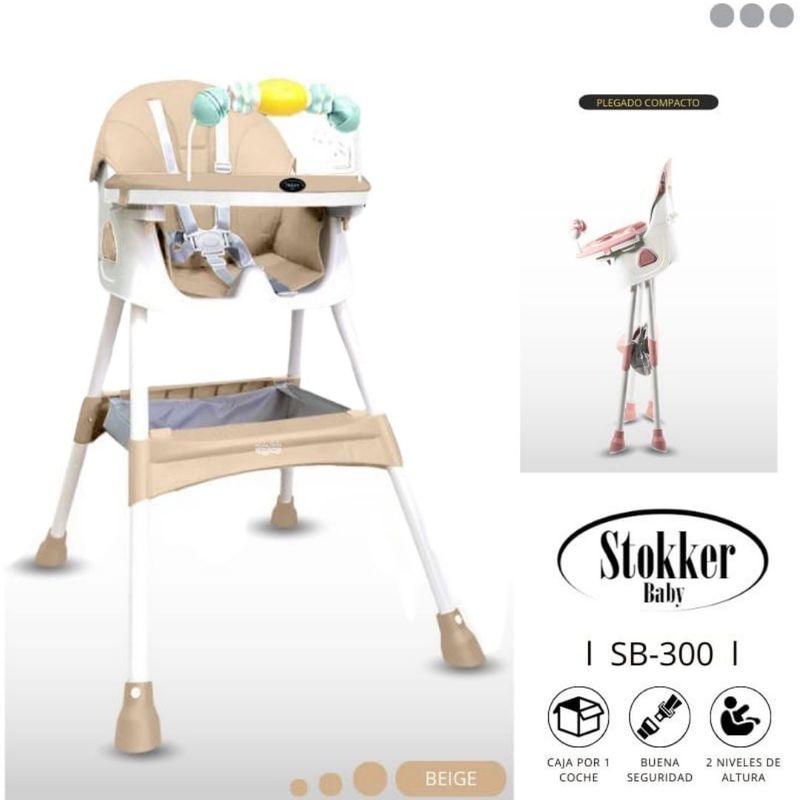 STOKKER BABY - Silla de Comer Beige de bebé modelo Luna Stokker