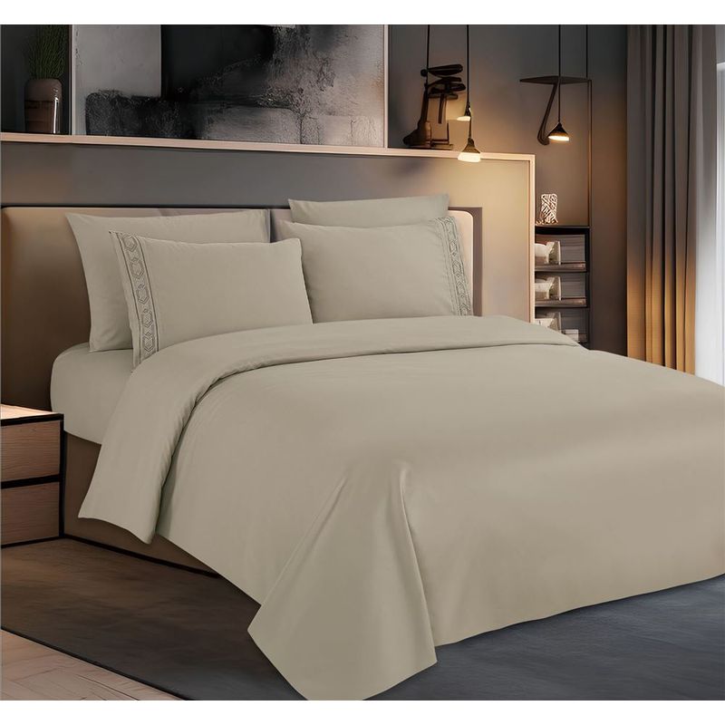 CASATEX - Juego de sábanas 6 Piezas 100% algodón King - Beige