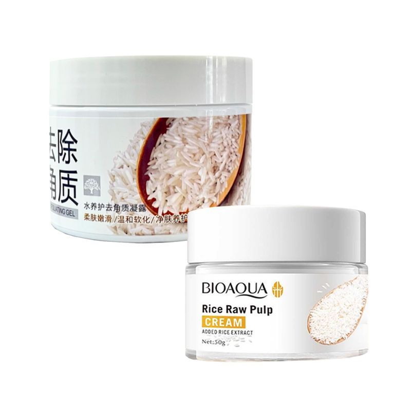 BIOAQUA - Gel Corporal Exfoliante de Arroz + Crema Facial de Arroz_.