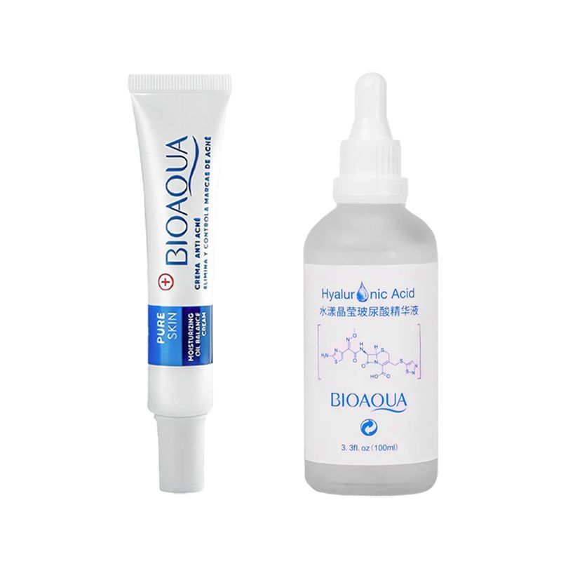 BIOAQUA - Crema Facial Eliminadora de Acné +Serum de Ácido Hialurónico
