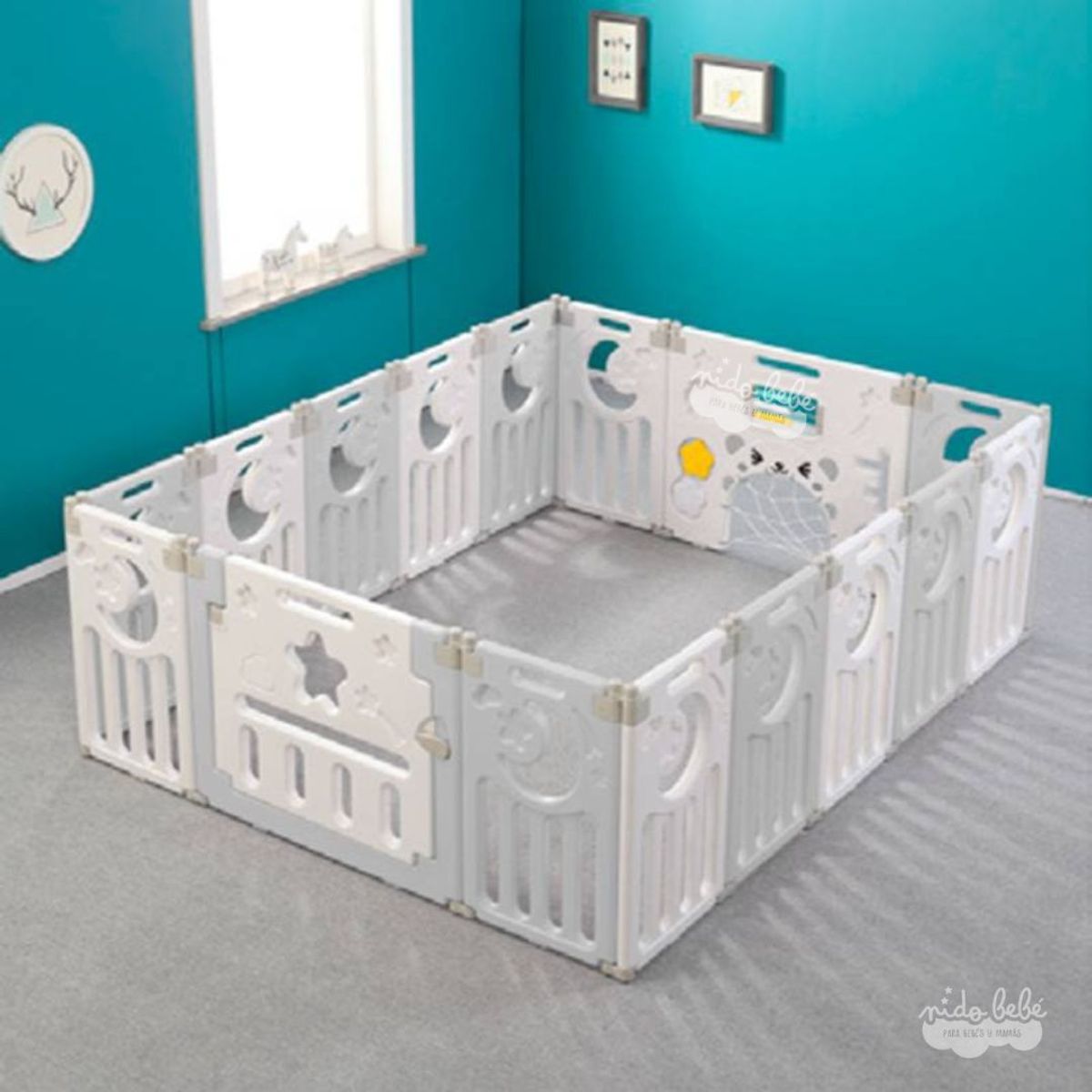 GENERICO - Corral plegable de bebe Luna Plomo Large para bebé