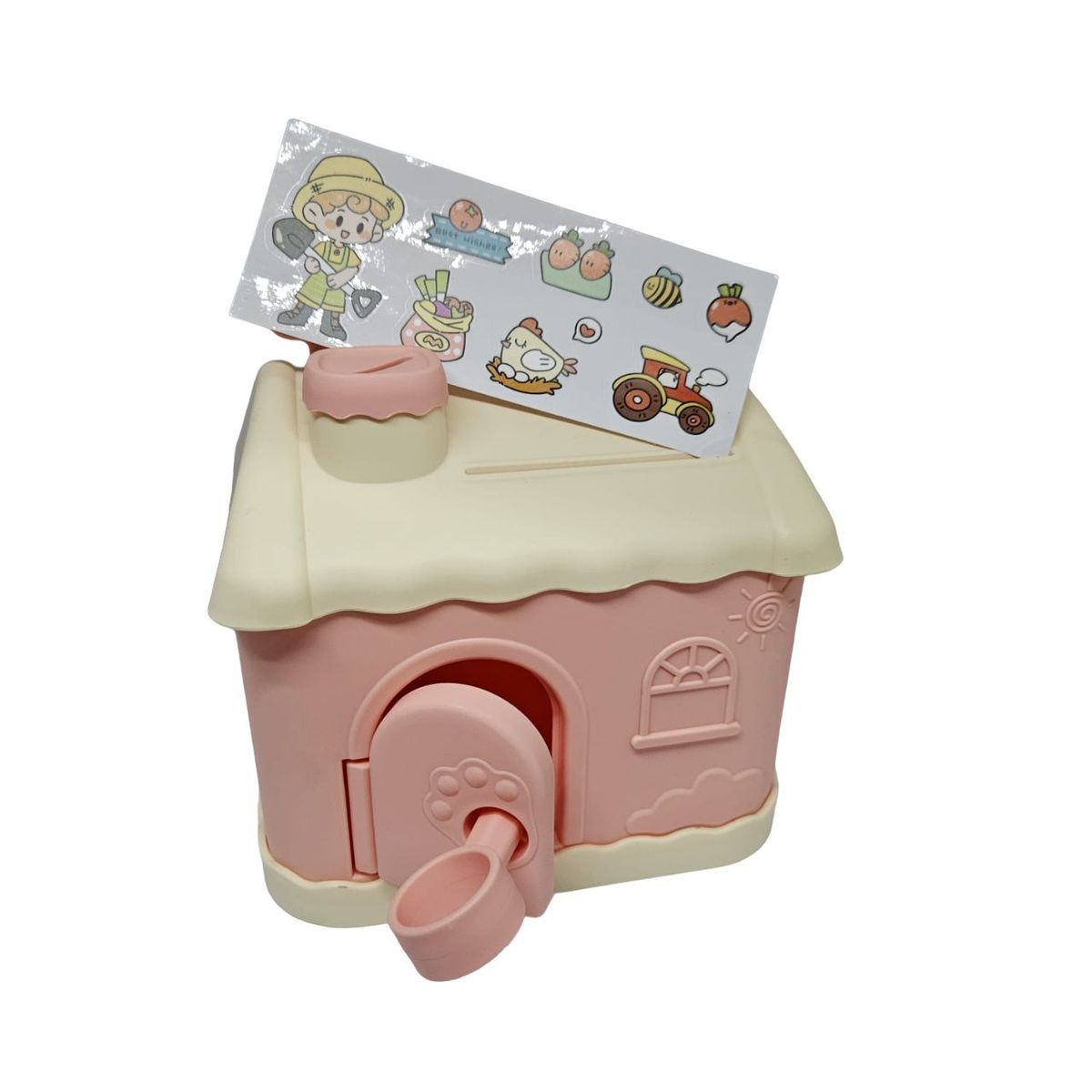 GENERICO - ALCANCIA DE CASA KAWAII CON PEGATINA - PEQUEÑO