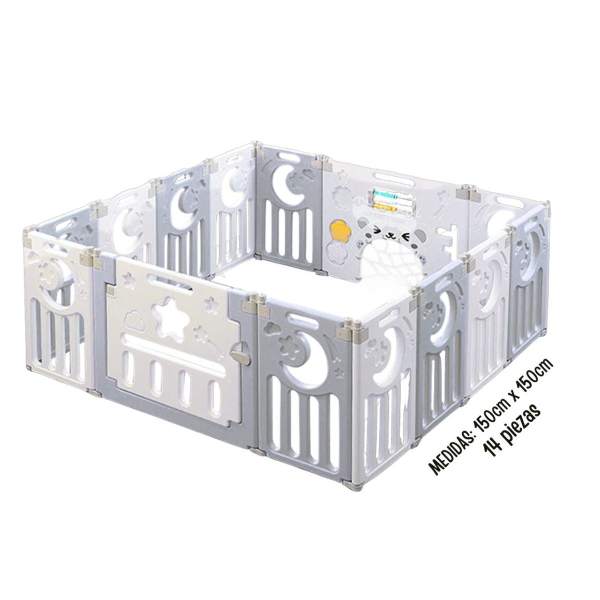 BABY - Corral Luna 14 PIEZAS Plomo PLEGABLE para bebé