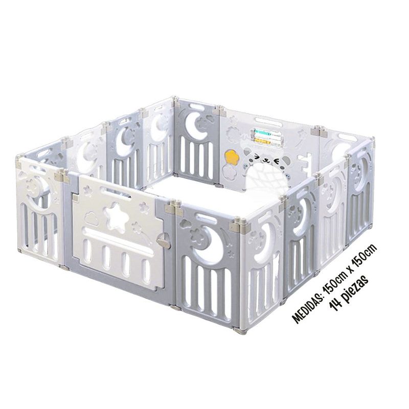 BABY - Corral Luna 14 PIEZAS Plomo PLEGABLE para bebé