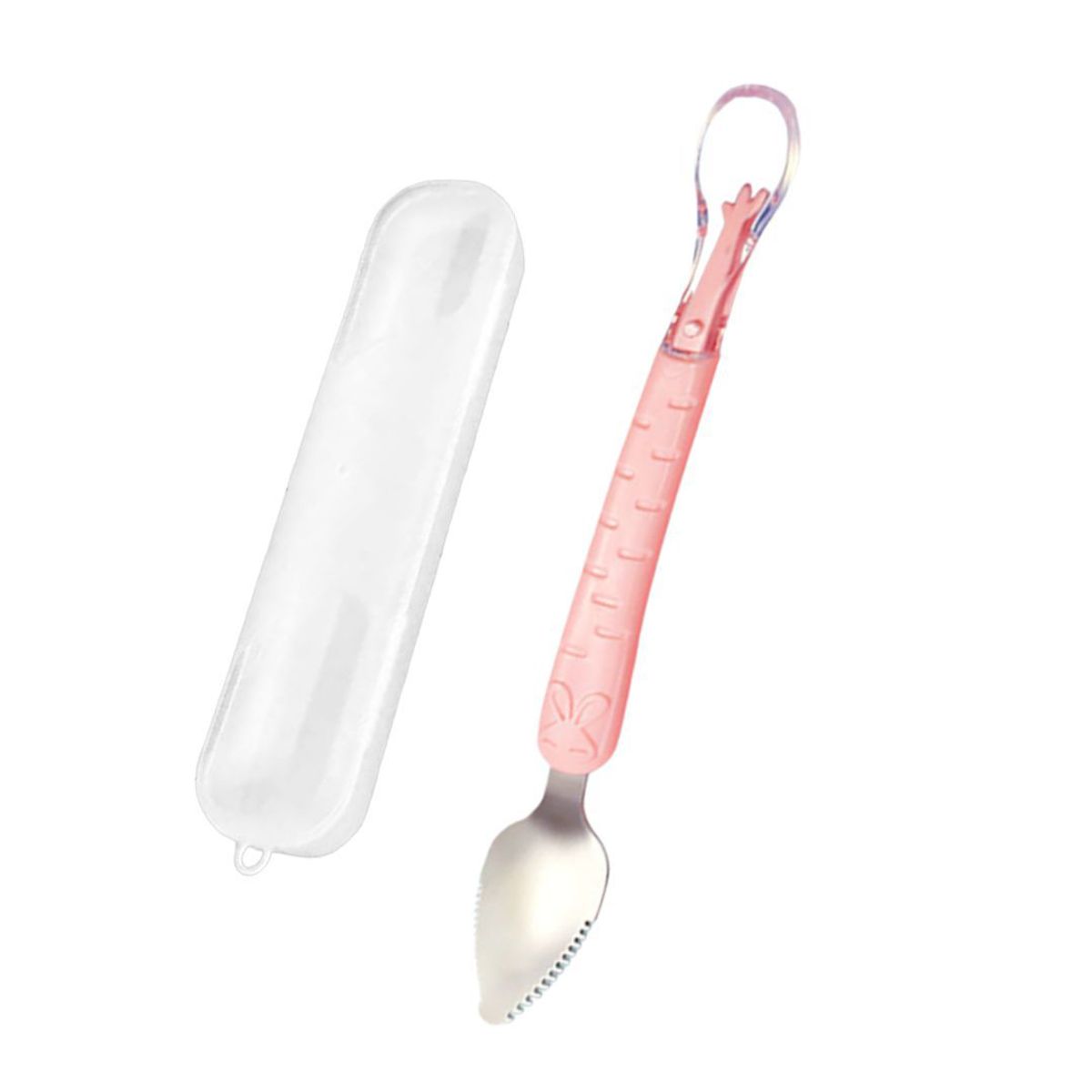 GENERICO - Cuchara 2 en 1 para Raspar y Alimentar con Estuche - ROSADO