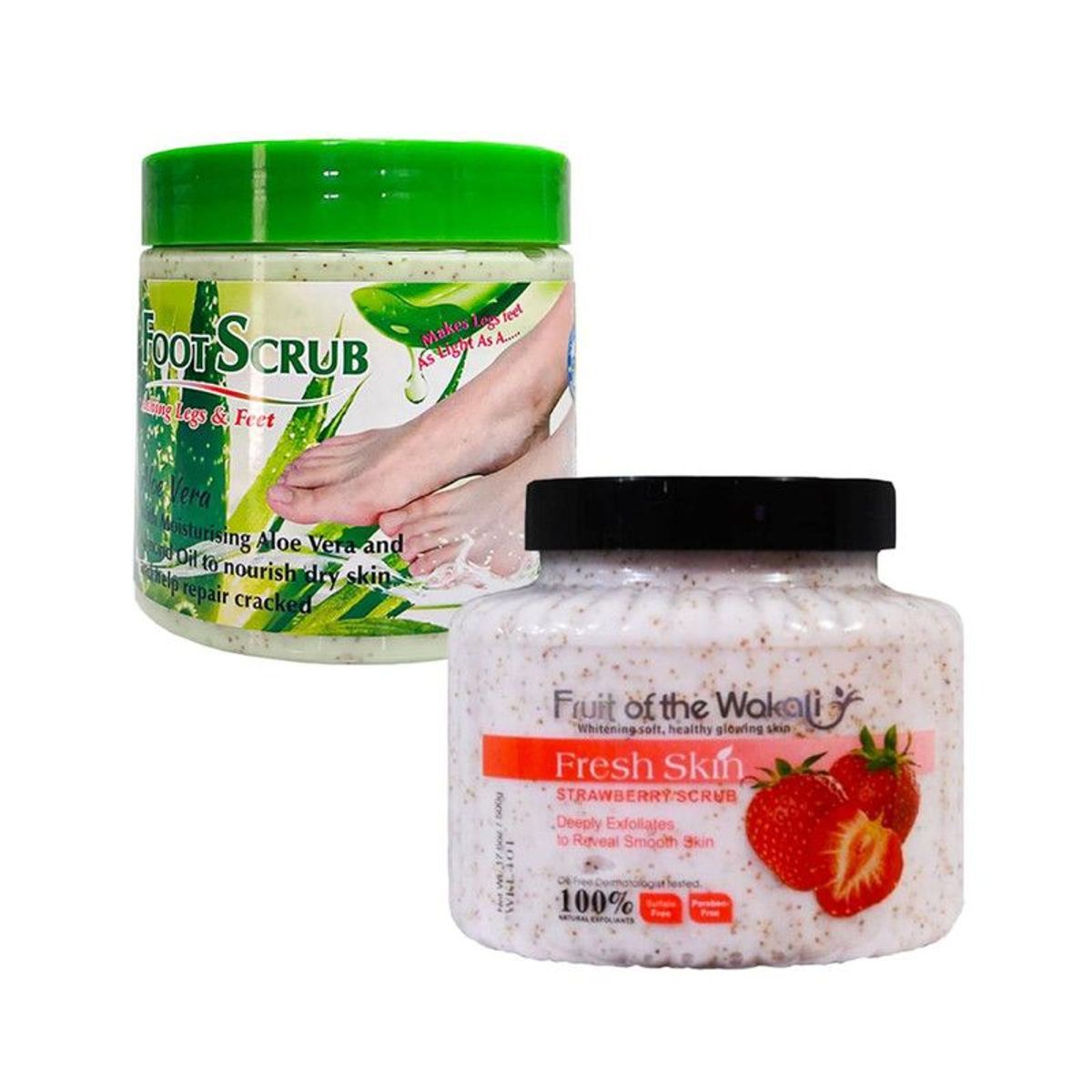 WOKALI - Exfoliante Corporal de Fresa + Exfoliante de Pies de Aloe Vera