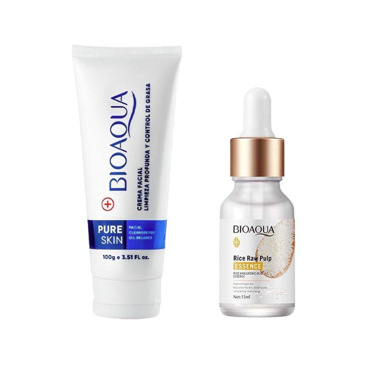 BIOAQUA - Crema Facial Antiacné Pure Skin + Serum Extracto de Arroz