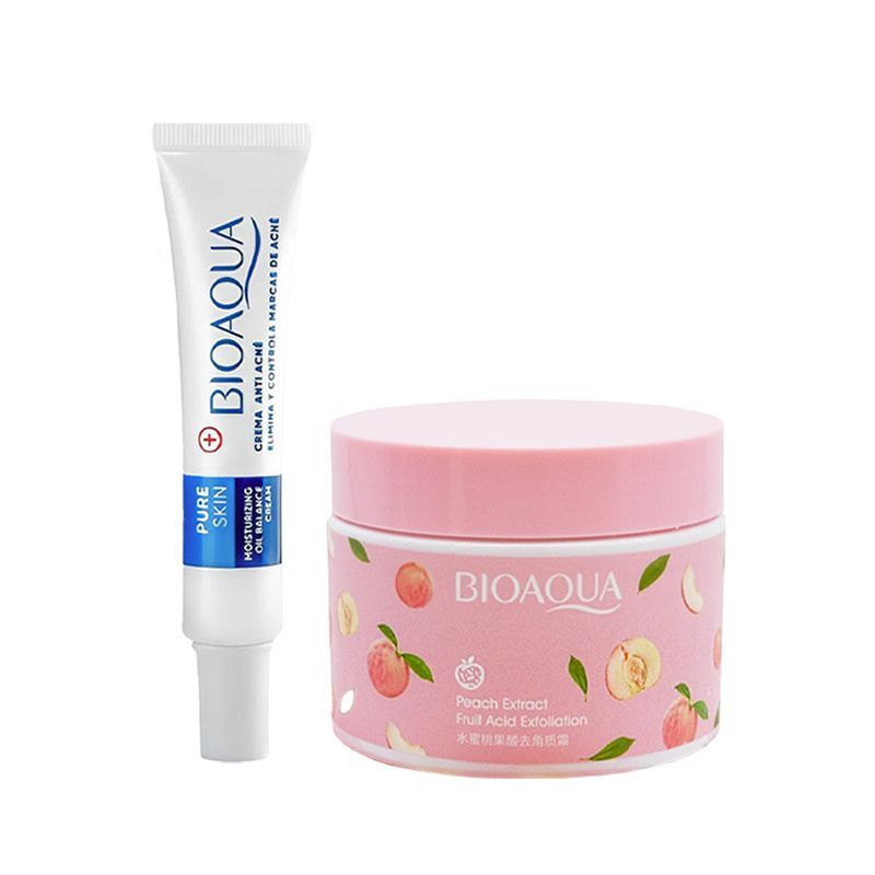 BIOAQUA - Crema Facial Eliminadora de Acné + Gel Exfoliante de Durazno_.