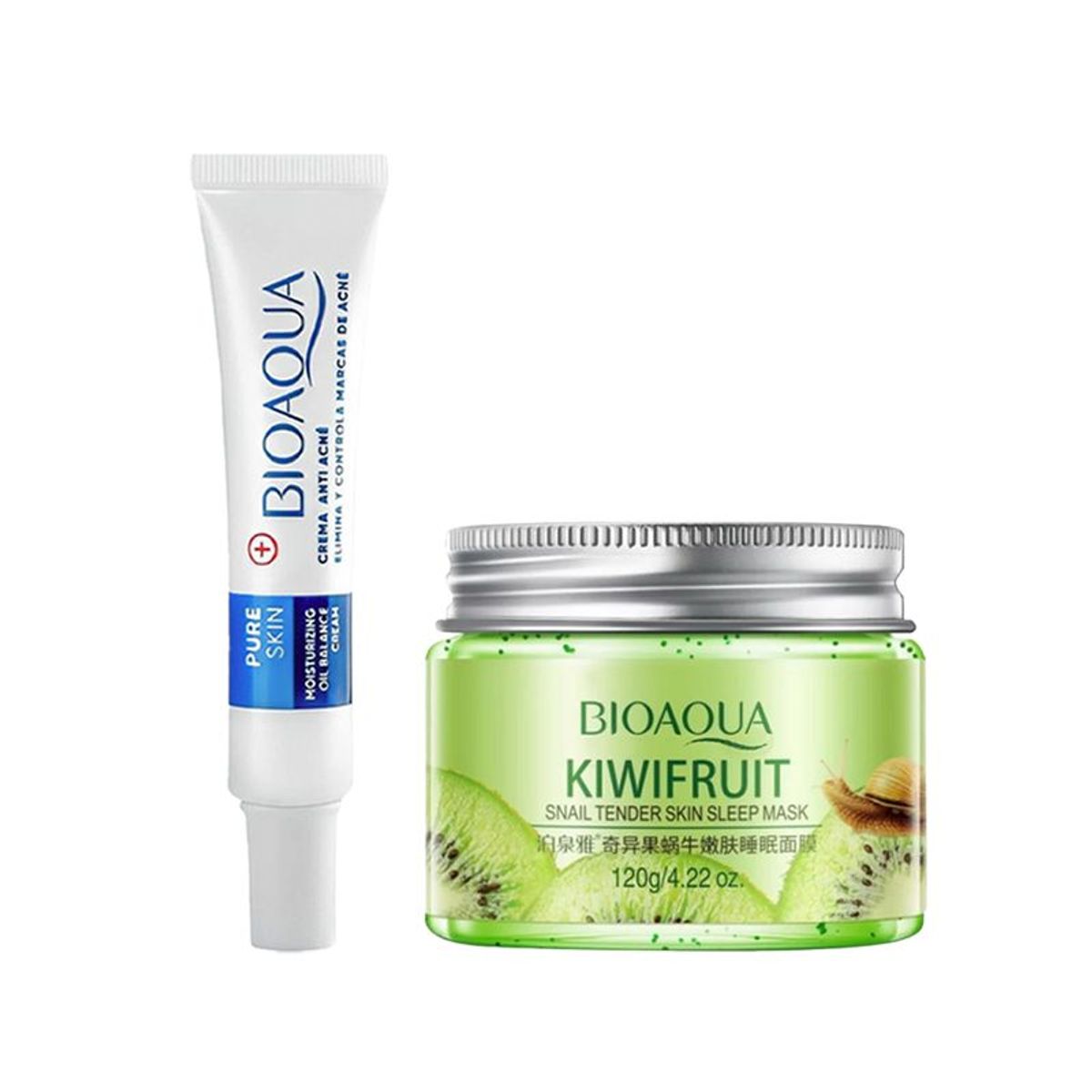 BIOAQUA - Crema Facial Eliminadora de Acné + Mascarilla Kiwi y Caracol_.
