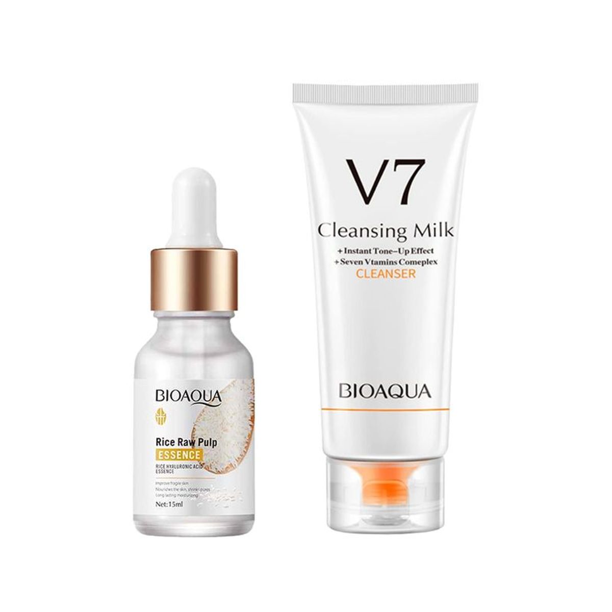 BIOAQUA - Serum Facial de Arroz + Limpiador Facial de Leche V7 Bioaqua_.