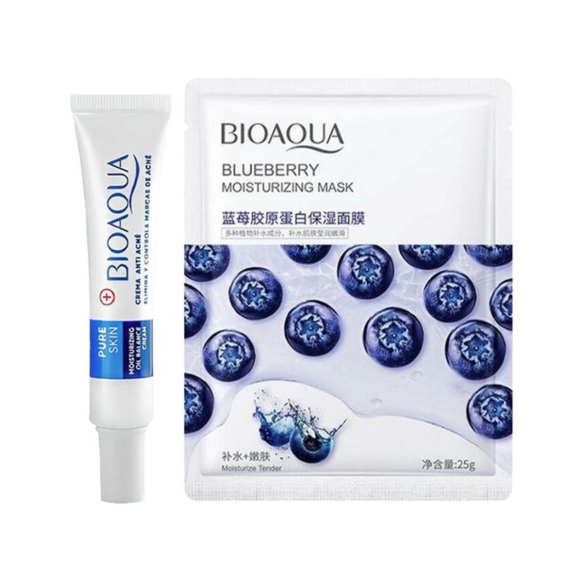 BIOAQUA - Crema Facial Eliminadora de Acné + Mascarilla de Arándanos