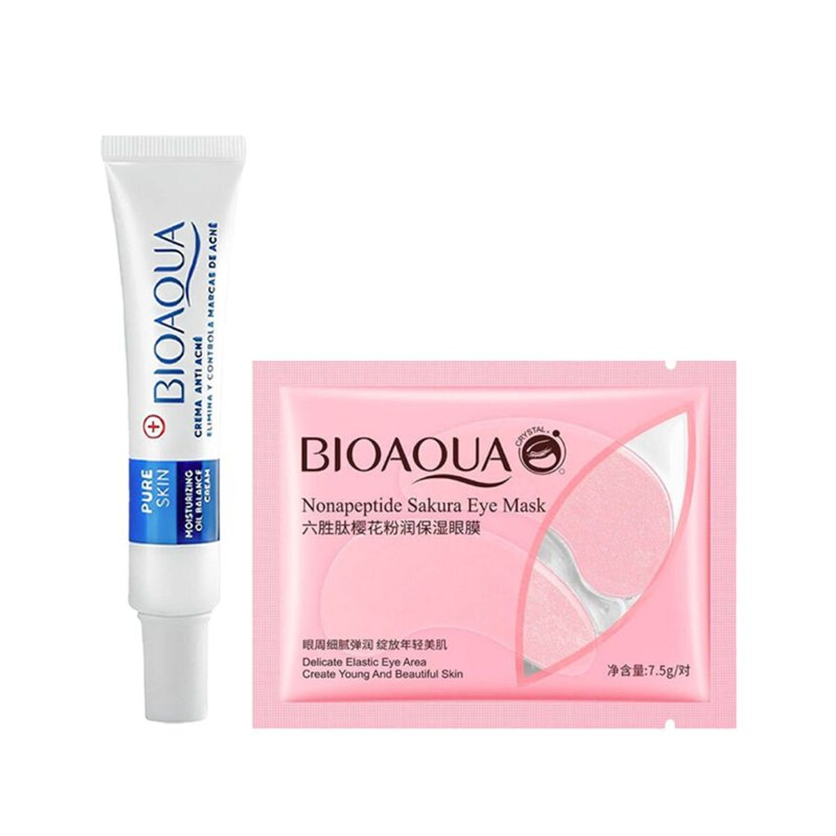 BIOAQUA - Crema Facial Eliminadora de Acné + Parches para ojos Sakura_.