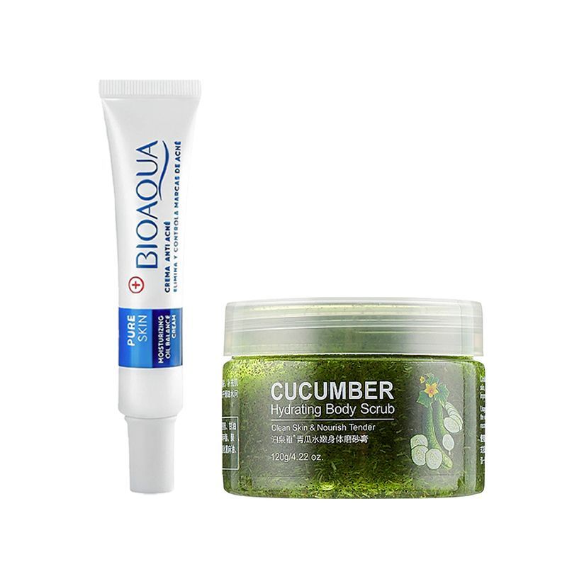 BIOAQUA - Crema Facial Eliminadora de Acné +Crema Hidratante de Pepino_.