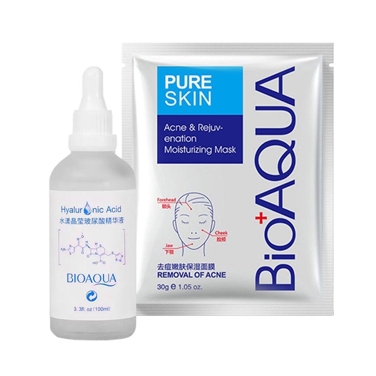 BIOAQUA - Serum Facial Ácido Hialurónico + Mascarilla Facial Pure Skin_.