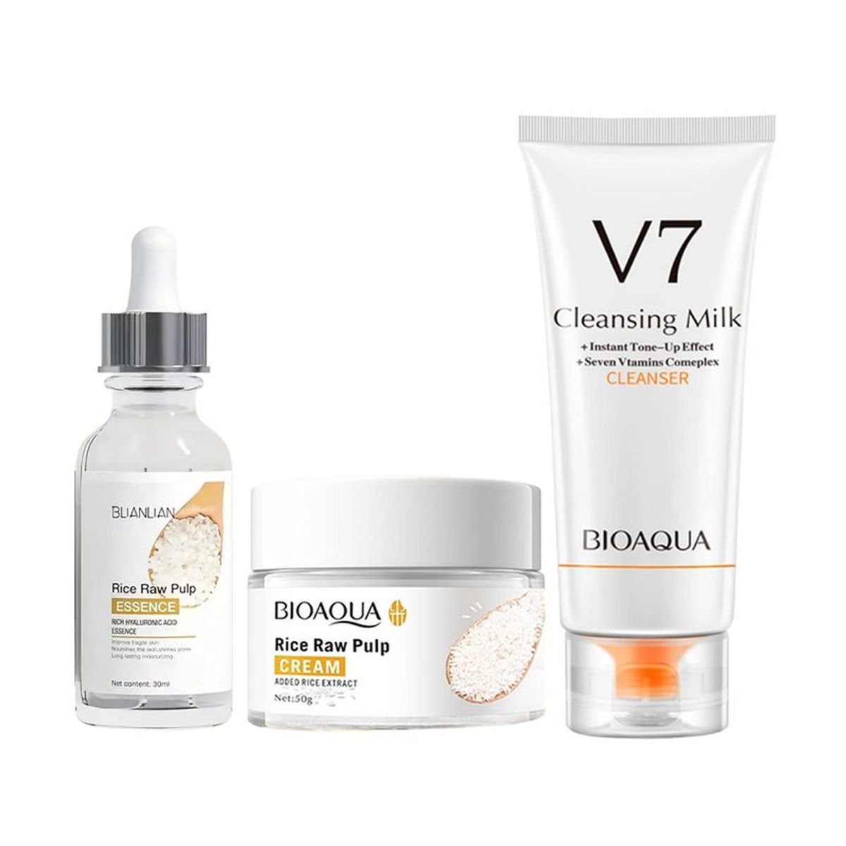 BIOAQUA - Crema Facial de Arroz + Serum de Arroz + Limpiador Facial v7_.