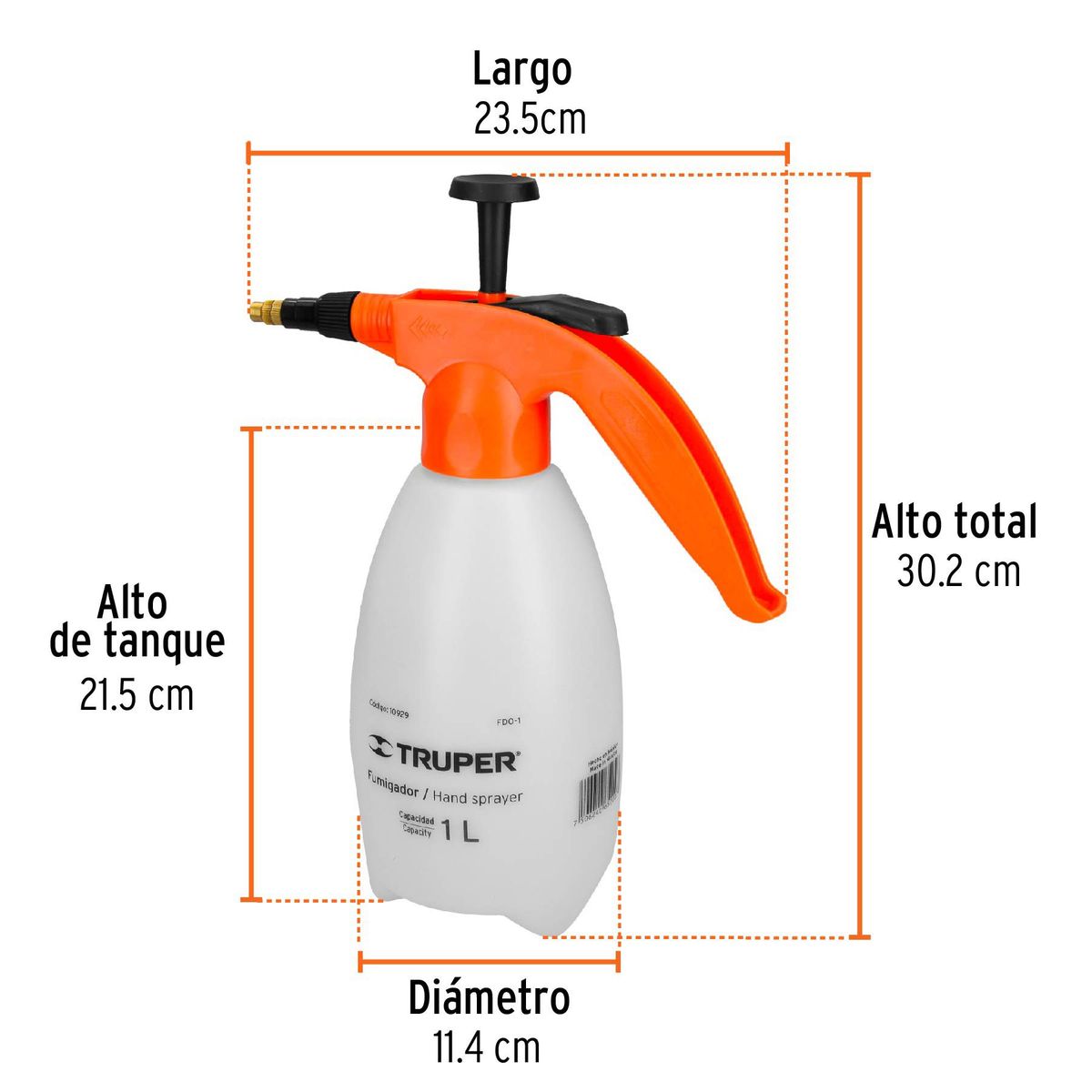 TRUPER - Fumigador de 1 litro doméstico, Truper