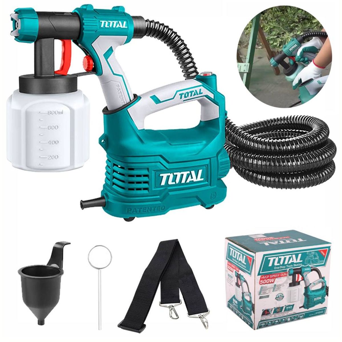 TOTAL TOOLS - pistola para pintar 550W con compresor TOTAL 800ml eléctrica
