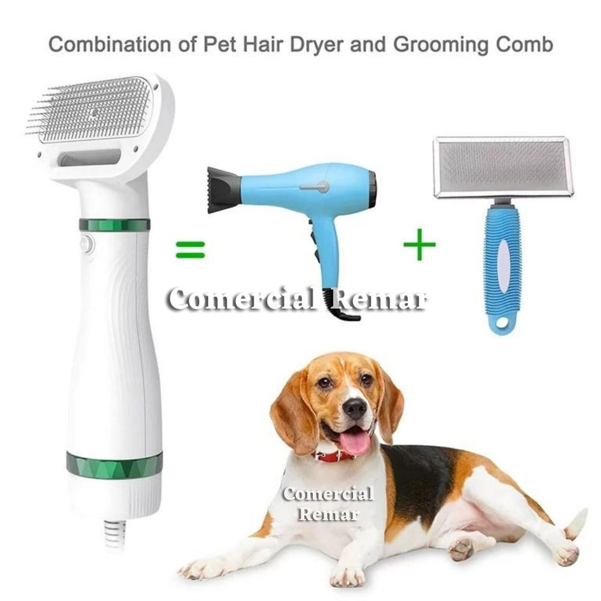 GENERICO - Cepillo Peine Secador 2 en 1 para Mascotas Gatos Perros