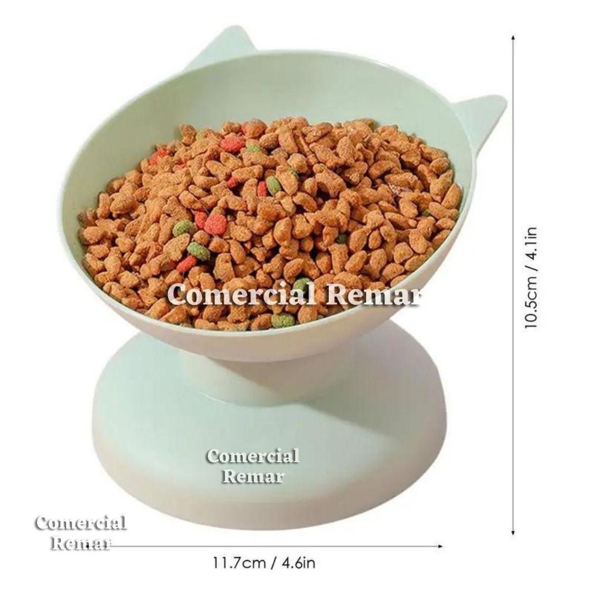 GENERICO - Plato Comedero para Gatos Elevado con Base Inclinado Verde.