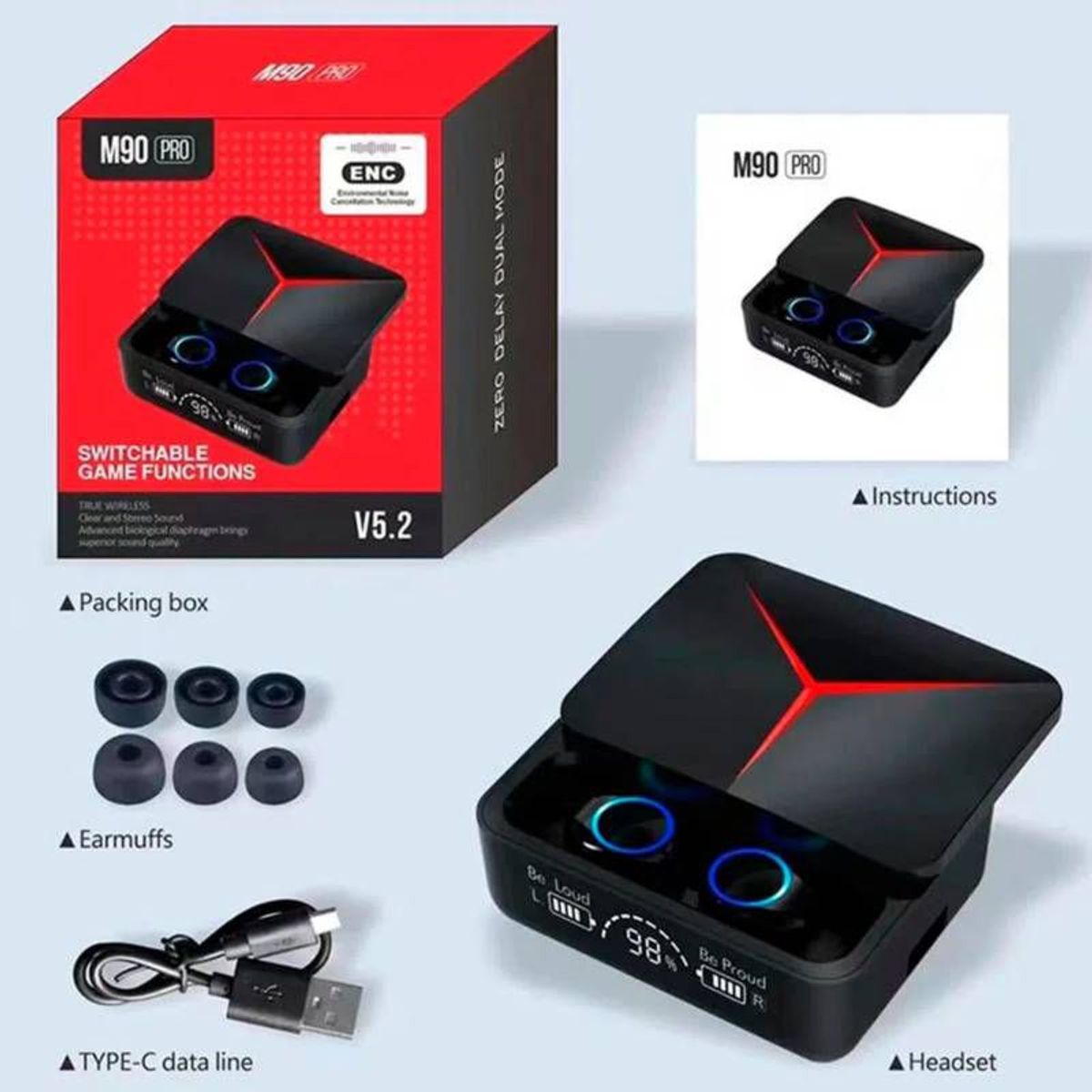 GENERICO - Audífonos Bluetooth M90 PRO TWS Premium Negro
