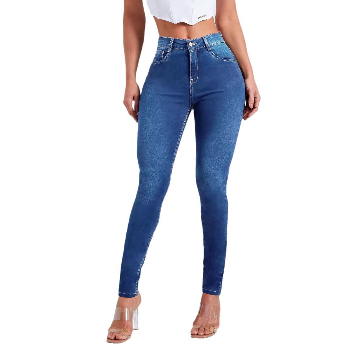 BLWOENS - Jeans largos ajustados para mujer -Azul