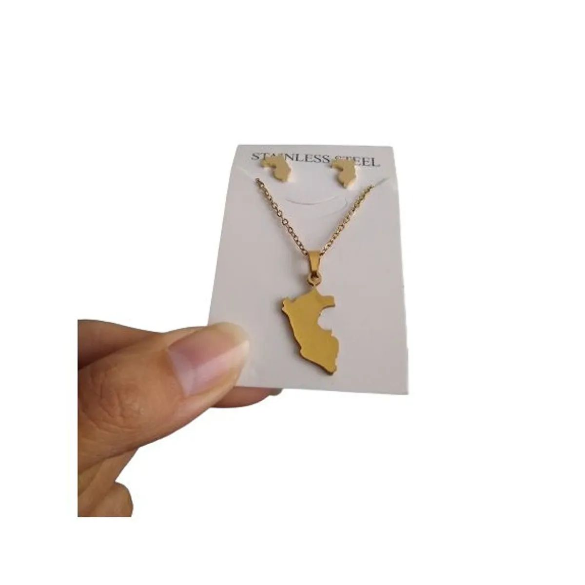 GENERICO - Set collar y aretes mapa del Perú dorado