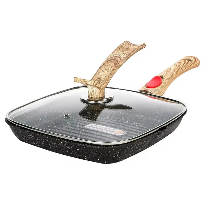 OEM - Sarten Cuadrado Antiadherente N° 24 con Tapa y Mango Extraible Negro