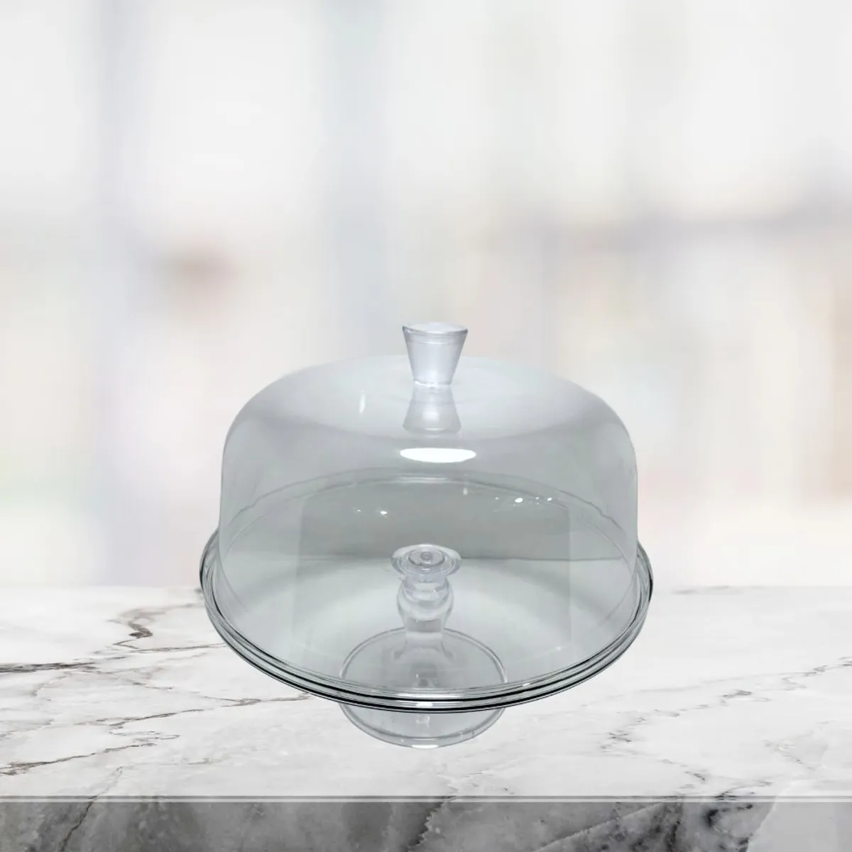 GENERICO - Portatorta de acrílico con tapa y pedestal 29cm