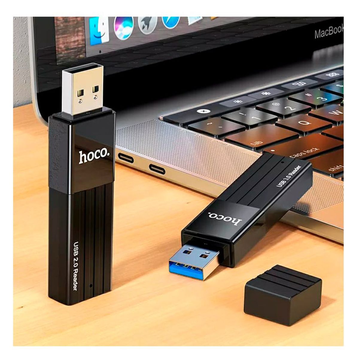 HOCO - Adaptador Lector de Memoria 2 en 1  SD y MicroSD a USB 3.0 HOCO HB20