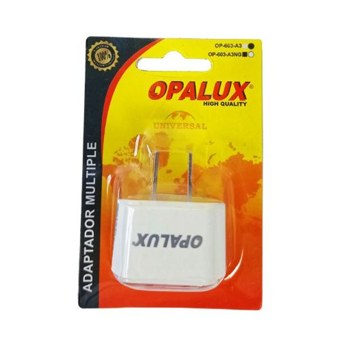 OPALUX - Adaptador Enchufe con Toma Tierra Espiga Plana OP-603-A3 OPALUX