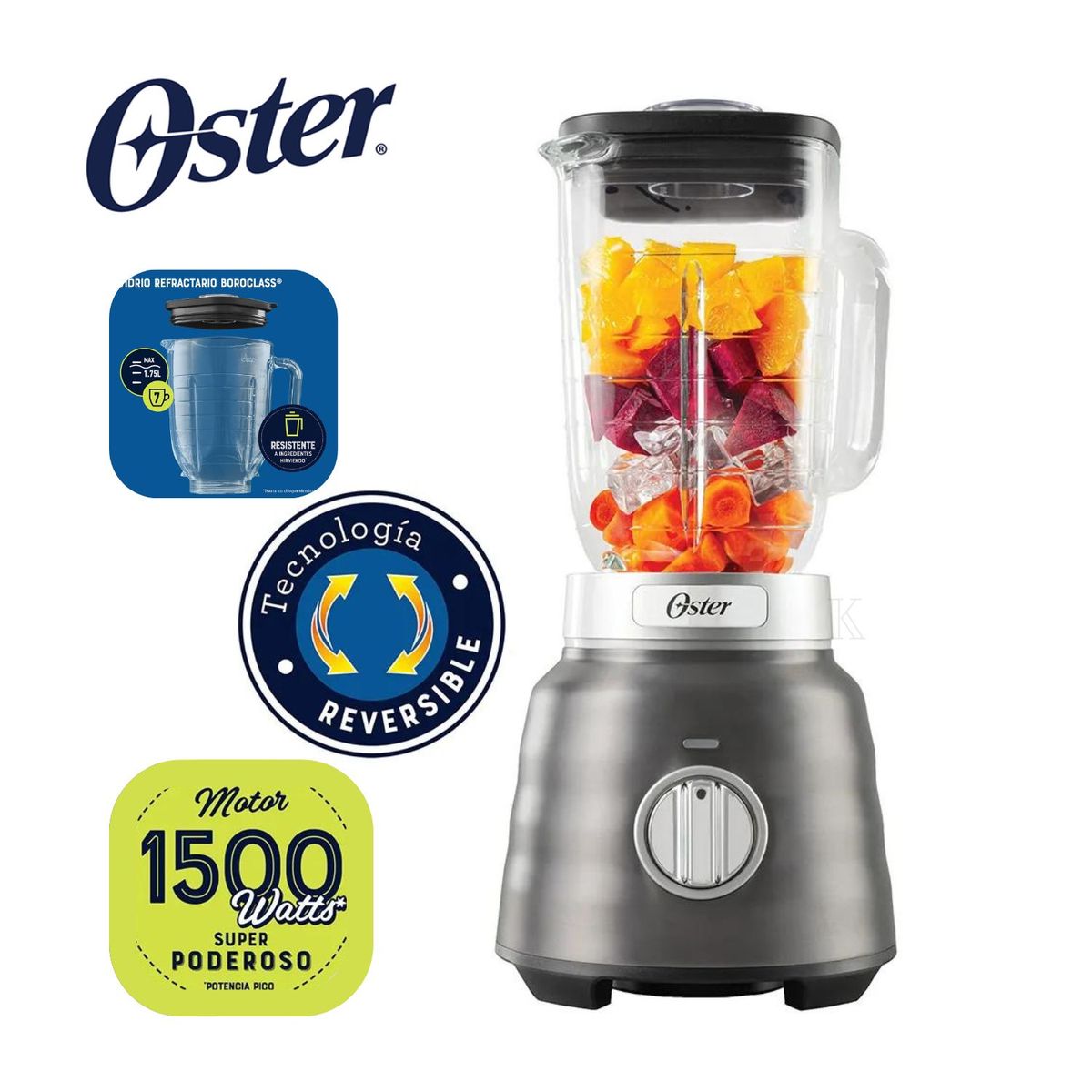 OSTER - LICUADORA  CON TECNOLOGIA REVERSIBLE DE 1500W DE POTENCIA PICO OSTER