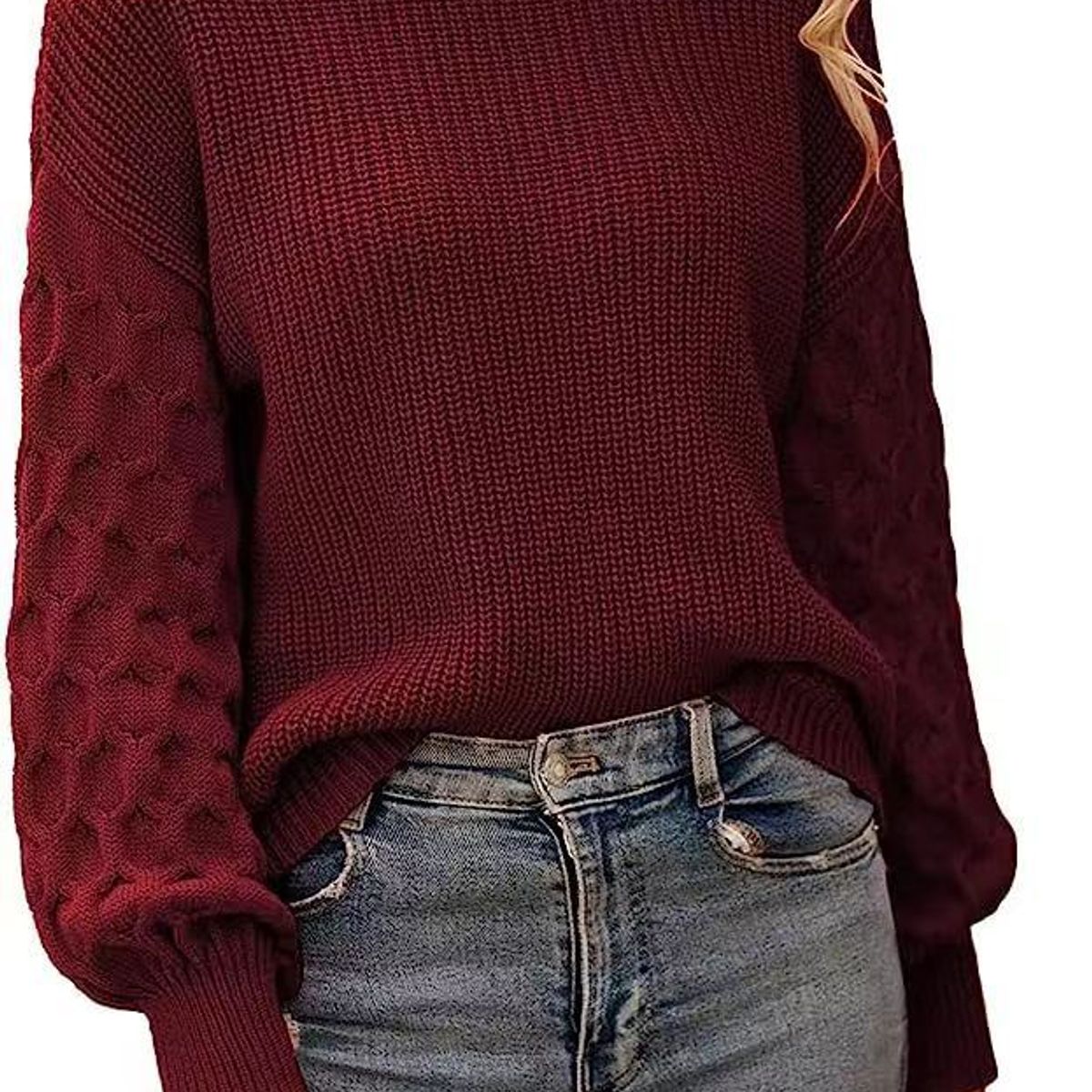 BLWOENS - Suéter de punto para Mujer -Rojo